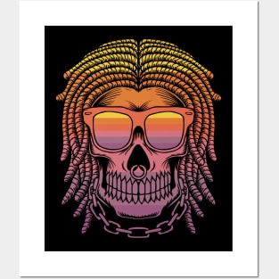 Skull With Dreadlocks Posters and Art